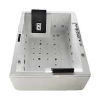 Baignoire Jacuzzi rectangulaire moderne à double hydromassage pour 2 personnes, 3 parois, 6 jets, en acrylique écologique
