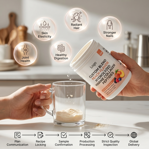 Collagène marin hydrolysé saveur pêche, mélange personnalisé GMP Kosher, peptides pour la beauté de la peau des femmes, complément en poudre, directement de l'usine. - Product Image 2