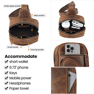 กระเป๋าคาดหน้าอกผู้ชาย Dujiang หนังแท้ ความจุขนาดใหญ่ ใช้ได้ทุกวัน สวมใส่สบาย สะพายไหล่ - Product Image 3