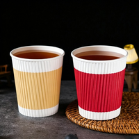 Gobelets en papier ondulé jetables, écologiques et recyclables pour café chaud et thé au lait, isolés, multiformats, rouges – Vendeur direct usine Chine