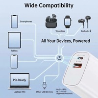 Chargeur rapide GaN 30W PD, chargeur mural double port USB C USB A, adaptateur secteur QC3.0 pour iPhone Samsung tablette ordinateur portable OEM ODM personnalisé