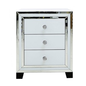 SWT White Glass Mirrored <strong>3</strong> <strong>Drawer</strong> Elegent Venetian <strong>Chest</strong> <strong>of</strong> <strong>Drawer</strong> Mirror Cabinet for Bedroom - Product Image 3