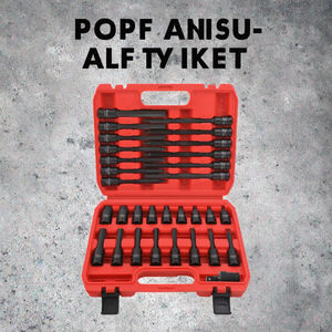 Set Kunci Soket Hex Impact 6 Titik Metrik 31 pcs 1/2 Cr-Mo S2, Panjang 200mm, Lapisan Hitam Oksida, untuk Otomotif/Mobil, DIY, Industri, OEM/ODM - Product Image 3