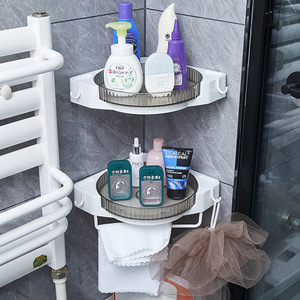 Dính 360 độ xoay tam giác kệ giá Punch-Free lười biếng Susan Organizer nhựa treo tường phòng tắm Organizer - Product Image 5