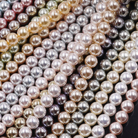 Perles rondes en verre imitation perle de 8 mm à fort lustre avec revêtement nacré multicouche, perles brillantes pour la fabrication de bijoux