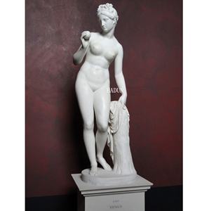 Venus di balneazione in <span class=keywords><strong>pietra</strong></span> bianca a grandezza naturale del giardino con <span class=keywords><strong>la</strong></span> statua della mela - Product Image 1