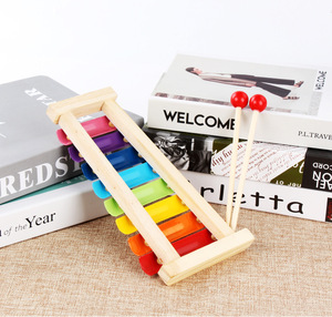 Xylophone en bois coloré en gros pour enfants, instrument de musique Orff avec touches arc-en-ciel et maillet - Product Image 2