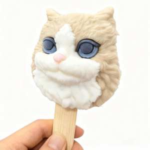 Boîte <span class=keywords><strong>à</strong></span> glace rigide en forme de chat 3D mignonne, certifiée HACCP, compatible Halal, personnalisable, emballée individuellement, 80g, saveur caramel au lait - Product Image 2