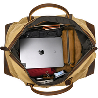 Sac de voyage en toile épaisse et résistante à l'usure avec fond en cuir, sangle amovible, idéal pour les escapades en plein air