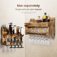 Étagère à vin murale en bois avec porte-verre pour bouteille de vin Étagère de rangement rustique avec distributeur d'alcool à 4 bouteilles