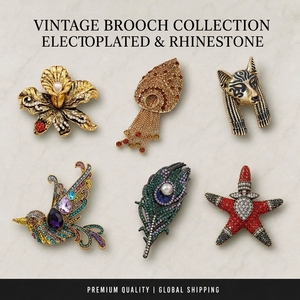 LEPAI Atacado Broche Vintage de Animais e Flores, Alfinete de Lapela em Liga com Strass, Coleção de Joias Retrô para Mulheres e Homens, Presente - Product Image 1