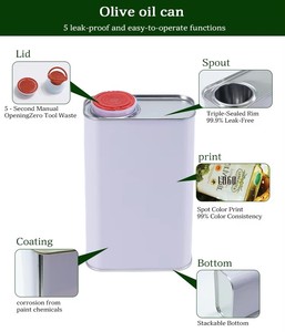 Tùy Chỉnh Dầu Ô Liu Bao Bì <span class=keywords><strong>Tin</strong></span> Có Thể 1L Hình Chữ Nhật <span class=keywords><strong>Tin</strong></span> Có Thể Với In Ấn Cấp Thực Phẩm Kim Loại Dầu Container - Product Image 3