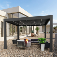 Pergola à lames orientables en aluminium de haute qualité, système de toiture bioclimatique motorisé et étanche, lames réglables, auvent de jardin