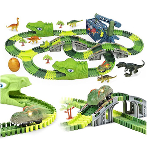 Dinosaur Track Toy Set 277 pezzi Dino Tracks con <span class=keywords><strong>auto</strong></span> da corsa dinosauro uovo e gabbia flessibile Dinosaur World Rack Track - Product Image 1
