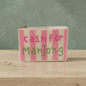 Bolso de mano Cash For Mahjong con diseño de tela a rayas, cierre de cremallera y detalles decorativos con efecto escultórico - Product Image 1