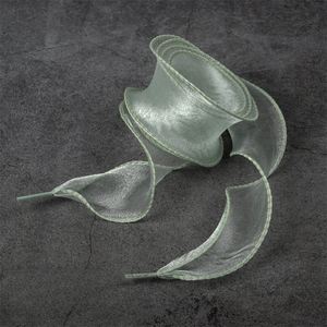 Free Sample Ribbon Laces Organza Chiffon Yarn Transparent Lace Ballet Style Korean Pearl Buckle Beige Lace <b>Rope</b> - Product Image 3