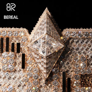 Pendentif personnalisé en moissanite VVS certifiée GRA, style hip-hop, lettres en diamants baguette glacés, pendentif chaîne 3D, bijoux pour hommes - Product Image 2