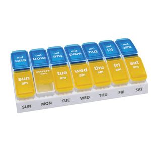 Boîte à pilules hebdomadaire amovible, 7 jours, 14 compartiments, boîte à pilules en plastique - Product Image 1