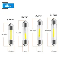A80 Festoon COB dôme lumières voiture intérieur verre étui à lentilles C5W 31mm 36mm 39mm 41mm 12 puces LED 6000K 12V