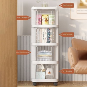 Boîte de rangement anti-poussière à 4 niveaux avec roulettes pour l'organisation des aliments dans la cuisine, design minimaliste, conteneur en plastique - Product Image 4
