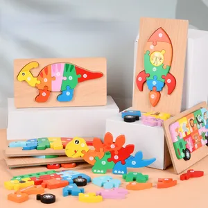 Fabrik Hersteller liefern Holz puzzle Montessori 3d Puzzle Dinosaurier Tier Lernspiel zeug