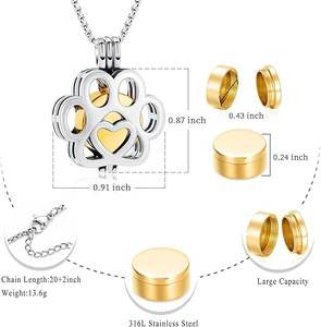 Мемориальный кулон-урна из нержавеющей стали для праха, мини-футляр для хранения, ювелирное изделие для кремации собак и кошек - Product Image 2