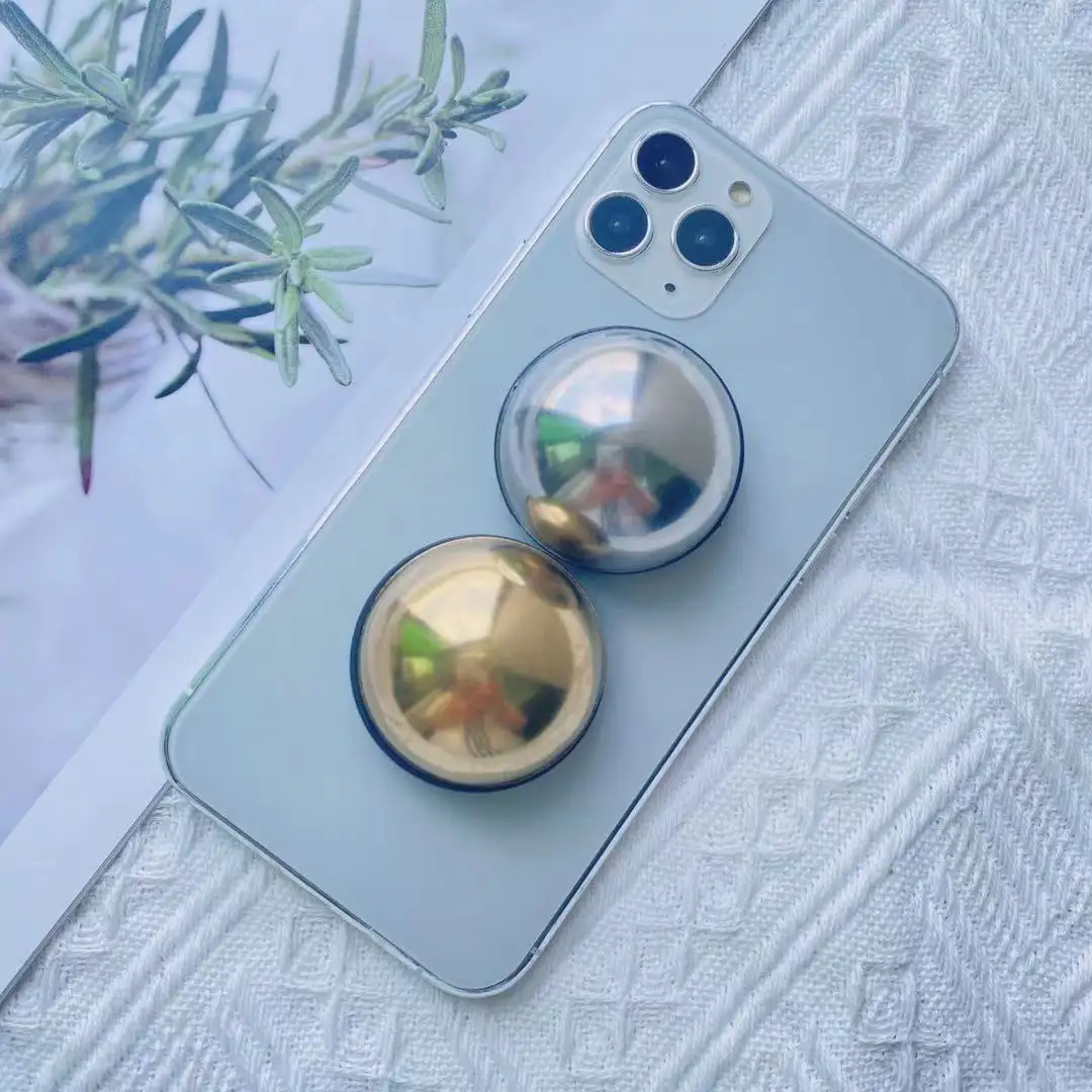 3D धातु सेल्यूलर गोल्डन चांदी धातु गेंद फोन पकड़ दौर धारक स्मार्टफोन डेस्क स्टैंड मोबाइल उंगली की अंगूठी सॉकेट पकड़