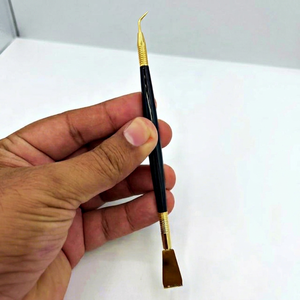 HARL Beauty Outil de rehaussement de cils en acier inoxydable, brosse en Y à dents fines, pour lamination des cils DIY, noir et or, réutilisable - Product Image 1