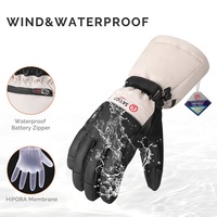 Gants de ski chauffants imperméables en cuir de chèvre écran tactile imperméable hiver chaud 3M Thinsulate App Control gants de ski chauffants