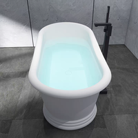 Baignoire autoportante en surface solide blanche mate en forme de voilier, 1600 mm de profondeur, pour hôtels et villas de luxe
