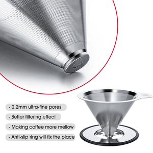 Cafetera Minimalista de Acero Inoxidable SS304, Juego de Filtro Desmontable, Soporte Ahorrador de Espacio para Cocinas Pequeñas, Cafetera de <span class=keywords><strong>Goteo</strong></span> Compacta y Reutilizable - Product Image 2