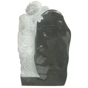 Natural Marble Granite Stone Hollow cylindrical lid Customized Simple Design Tomb Lamp for Tombstone Accessories