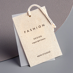 Étiquettes personnalisées de luxe pour vêtements avec nom et logo de marque, conception gratuite, étiquette de mode avec logo en ficelle pour vêtements - Product Image 1