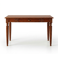 Bureau d'écriture traditionnel en bois massif avec tiroir, table de bureau marron pour la maison et l'hôtel, assemblage DIY