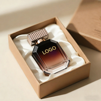 Flacons de parfum en verre transparent brun octogonaux uniques et personnalisés, 100 ml, flacon de parfum de luxe avec boîte