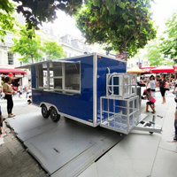 Remorque alimentaire mobile de luxe pour l'extérieur 2024, intérieur en acier inoxydable, chariot de nourriture de rue pour snacks et frites, certifié CE