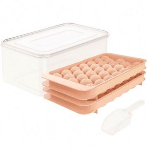 Round <b>Ice</b> Cube Tray with Lid Bin <b>Ice</b> Ball <b>Maker</b> Mold for Freezer with Container - Product Image 5