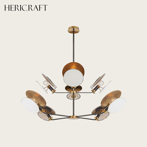 Lampadario/Lampada <span class=keywords><strong>a</strong></span> <span class=keywords><strong>Sospensione</strong></span> di Alta Qualità in Ottone Anticato Lucidato <span class=keywords><strong>a</strong></span> Mano con Diffusore in Lino per Soggiorno, Sala da Pranzo, Cucina 110V - Product Image 2