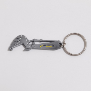 Unique Digger Shaped Metal <b>Key</b> Fobs with <b>Custom</b> Printed Pattern for Machinery Fans & Worksite Souvenirs - Product Image 1