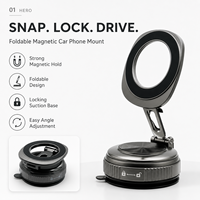 Soporte Magnético para Teléfono de Grado Comercial, Brazo de Aleación, Ventosa Reutilizable, Rotación de 360°, Multifuncional, Certificado RoHS y REACH