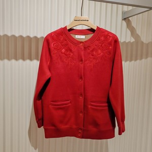 Manteau pull en <span class=keywords><strong>mohair</strong></span> épais pour l'hiver, pour femmes d'âge moyen et âgées, cardigan tricoté à motif floral, doublure polaire, col licou en dentelle - Product Image 4