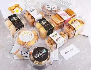 Multi Sizes Transparent Round Square Food Plastic Dessert Boxes Packaging Acrylic Trifle Cake Container Box