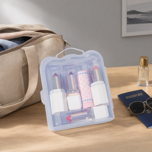 Clear Plastic Cosmetic Storage Box with Handle Portable Travel Lipstick <b>Makeup</b> Organizer <b>Case</b> - Product Image 3