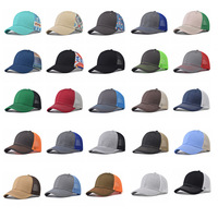 Topi Trucker Olahraga 6 Panel Katun Berjaring Warna-warni Gradasi Sublimasi Unisex Musim Panas Terlaris