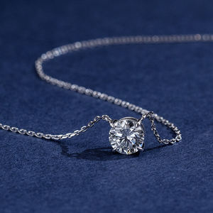 พร้อมจัดส่ง MSN-961 สร้อยคอเพชรแล็บทรงกลม 1 กะรัต ทองคำขาว 9K แฟชั่นเพชรแล็บ - Product Image 2
