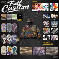 Sweat à capuche zippé en coton épais 480 g/m² avec imprimé graffiti intégral, strass et délavage acide – Fabricant de streetwear personnalisé en gros