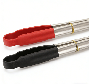 Pinces de cuisine robustes en acier inoxydable et plastique à long manche, lot de 4, écologiques pour barbecue et steak - Product Image 4