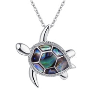 Bijoux de style océan collier pendentif tortue de mer en argent sterling 925 pour femmes