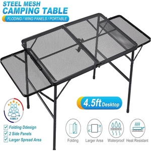 <span class=keywords><strong>Mesa</strong></span> <span class=keywords><strong>Plegable</strong></span> Portátil <span class=keywords><strong>con</strong></span> Asa de Transporte y Altura Ajustable para Campamento y Picnic al Aire Libre <span class=keywords><strong>con</strong></span> <span class=keywords><strong>Alas</strong></span> Extensibles - Product Image 3