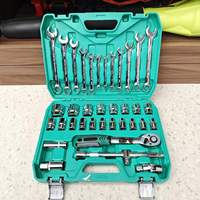 Juego de Llaves de Tubo CR-V de 37 Piezas, Juego de Llaves de Trinquete de 1/2 Pulgada, Caja Portátil para Reparación de Automóviles y Motocicletas